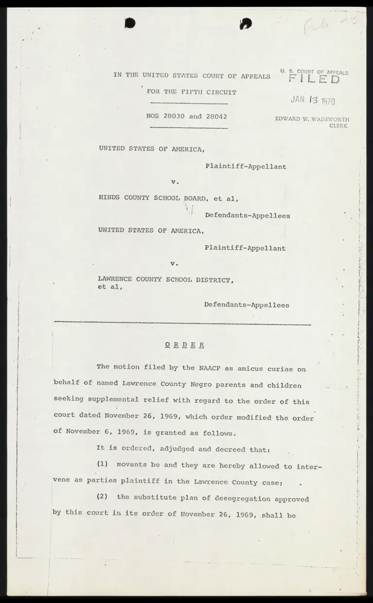 US v. Lawrence County School District Order preview
