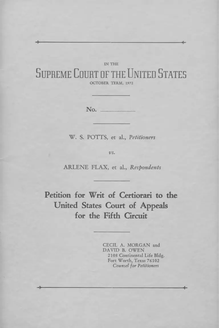 Potts v. Flax Petition for Writ of Certiorari preview