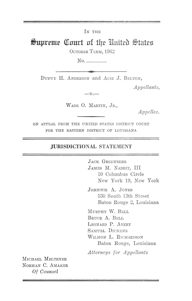Anderson v. Martin Jurisdictional Statement preview
