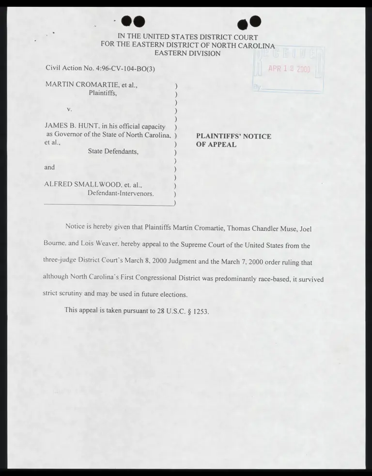 Plaintiffs' Notice of Appeal preview