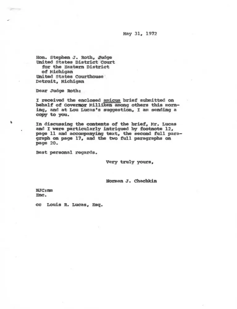 Correspondence from Chachkin to Judge Roth preview