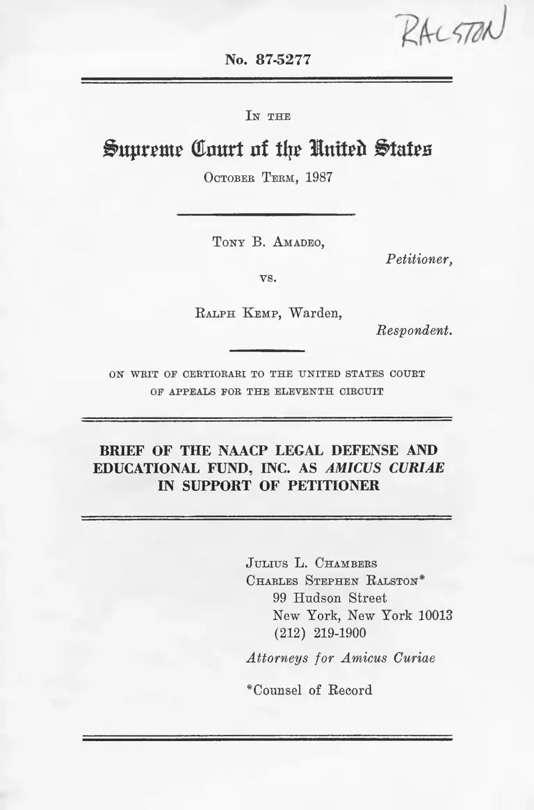 Amadeo v. Kemp Brief of LDF as Amicus Curiae preview