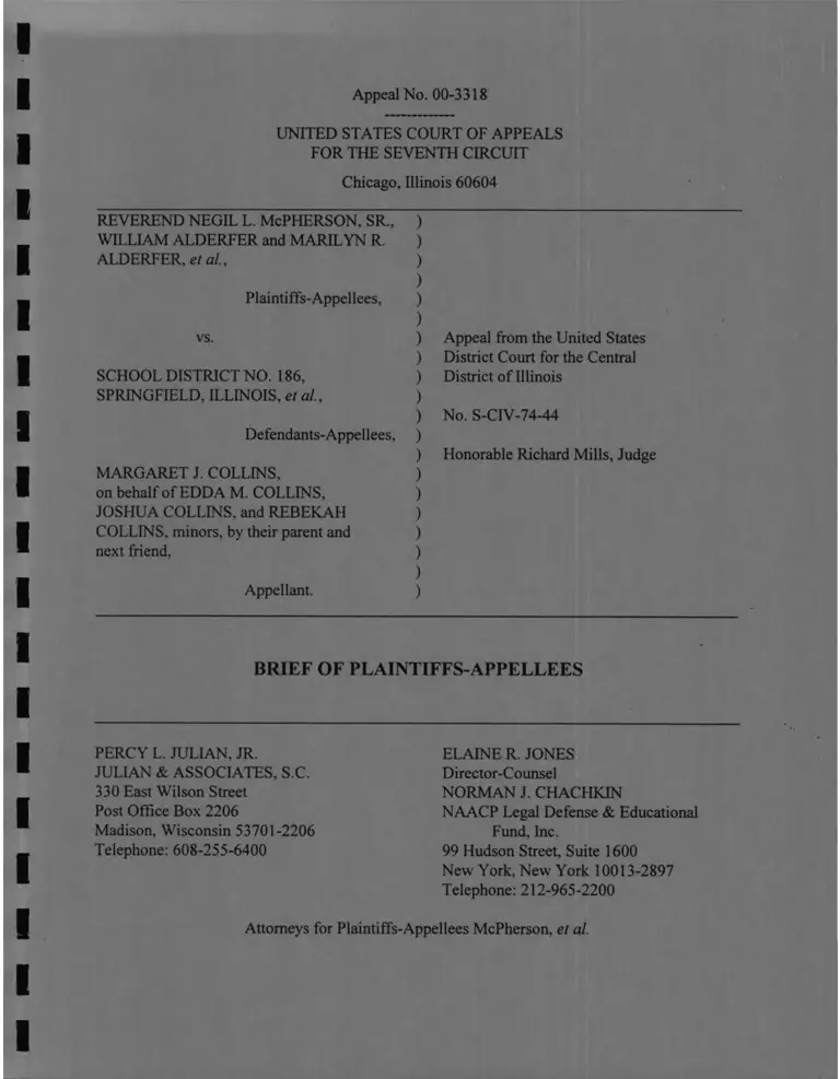 McPherson, Sr. v. School District No. 186 of Springfield Illinois Brief of Plaintiffs-Appellees preview