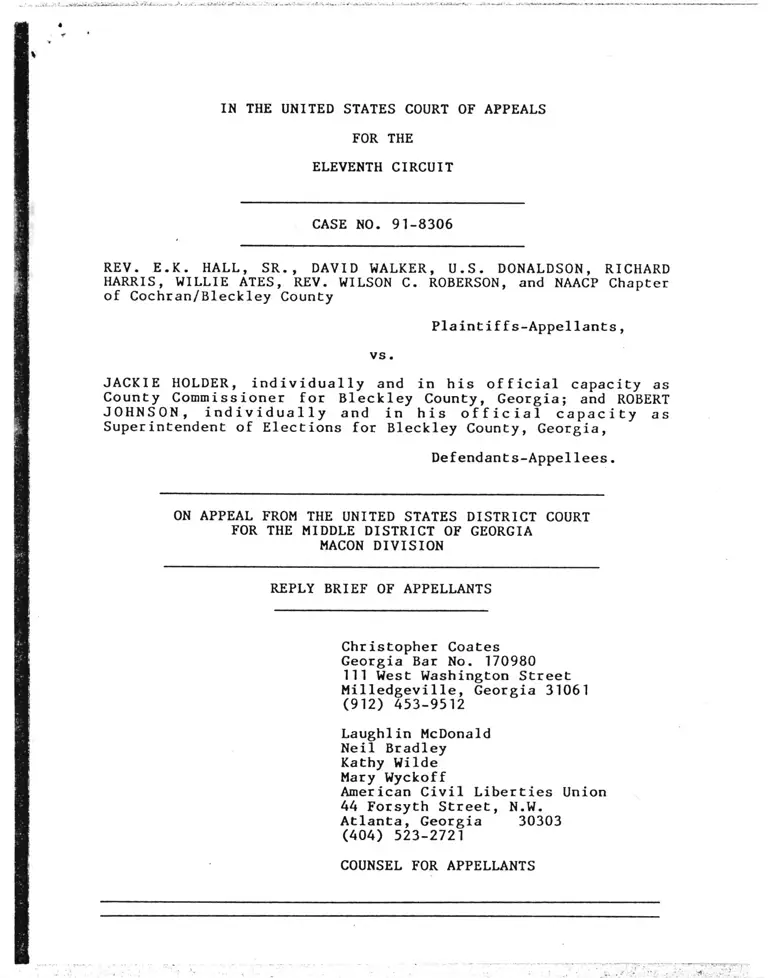 Hall v. Holder Reply Brief of Appellants preview
