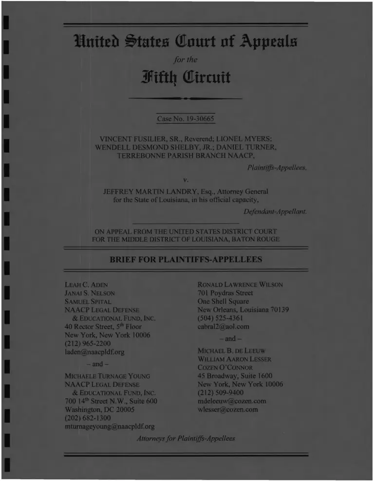 Fusilier v. Landry Brief for Plaintiffs-Appellees preview