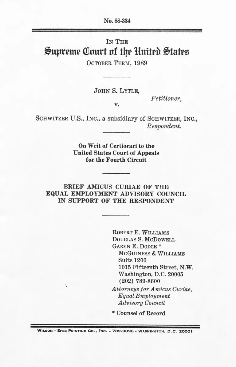 Lytle v. Schwitzer U.S. Inc. Brief Amicus Curiae in Support of Respondent preview