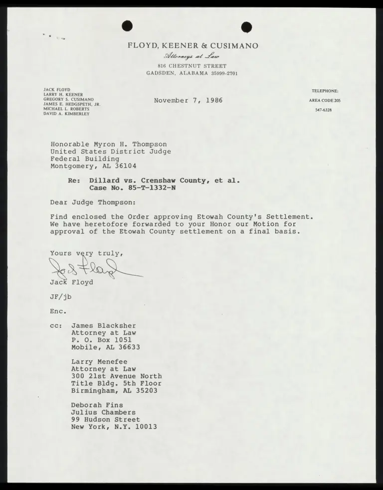 Order Approving Etowah County's Settlement preview
