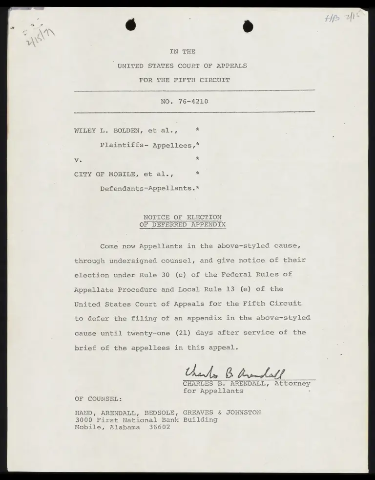 Notice of Election of Deferred Appendix preview