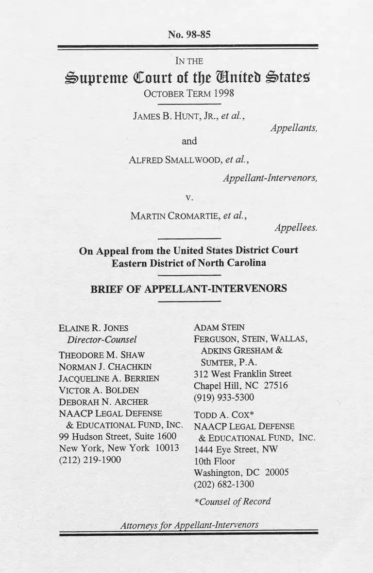 Hunt v. Cromartie Brief of Appellant-Intervenors preview