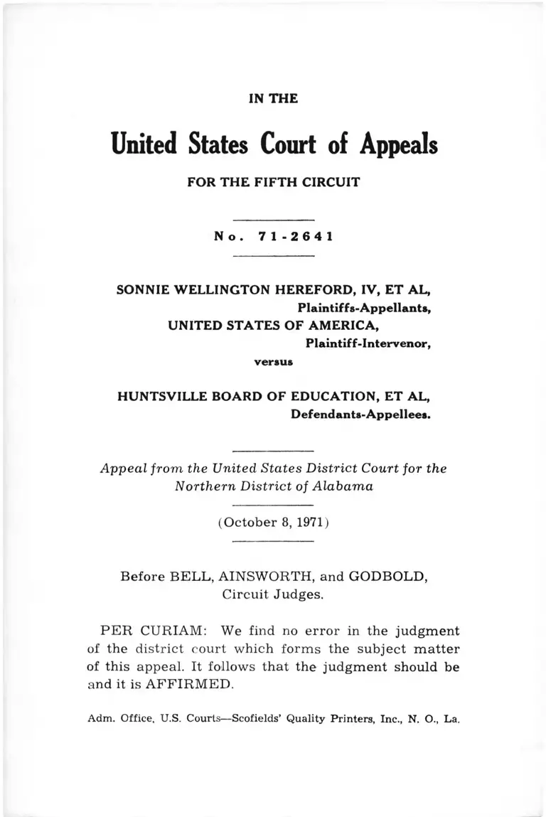 Wellington Hereford v. Huntsville Board of Education Decision preview