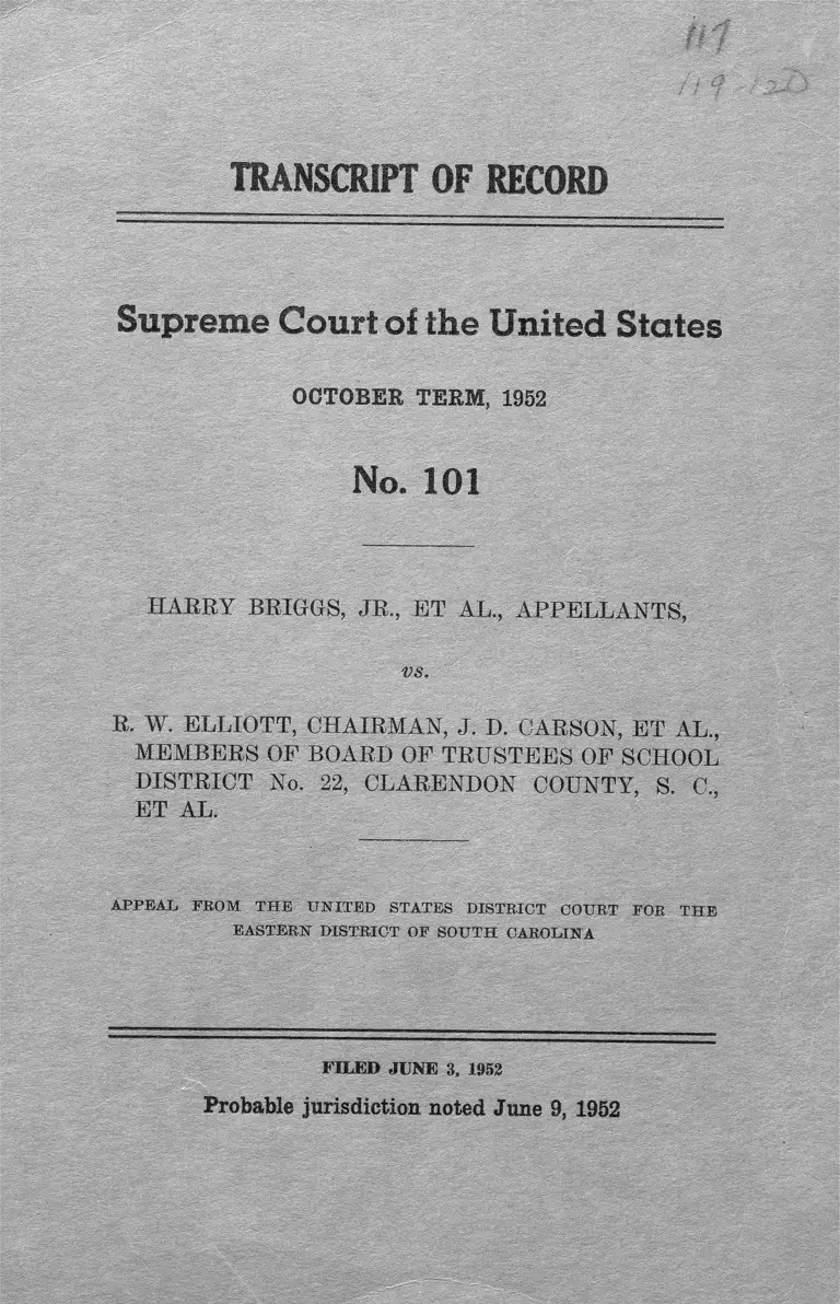 Briggs v. Elliot Transcript of Record preview