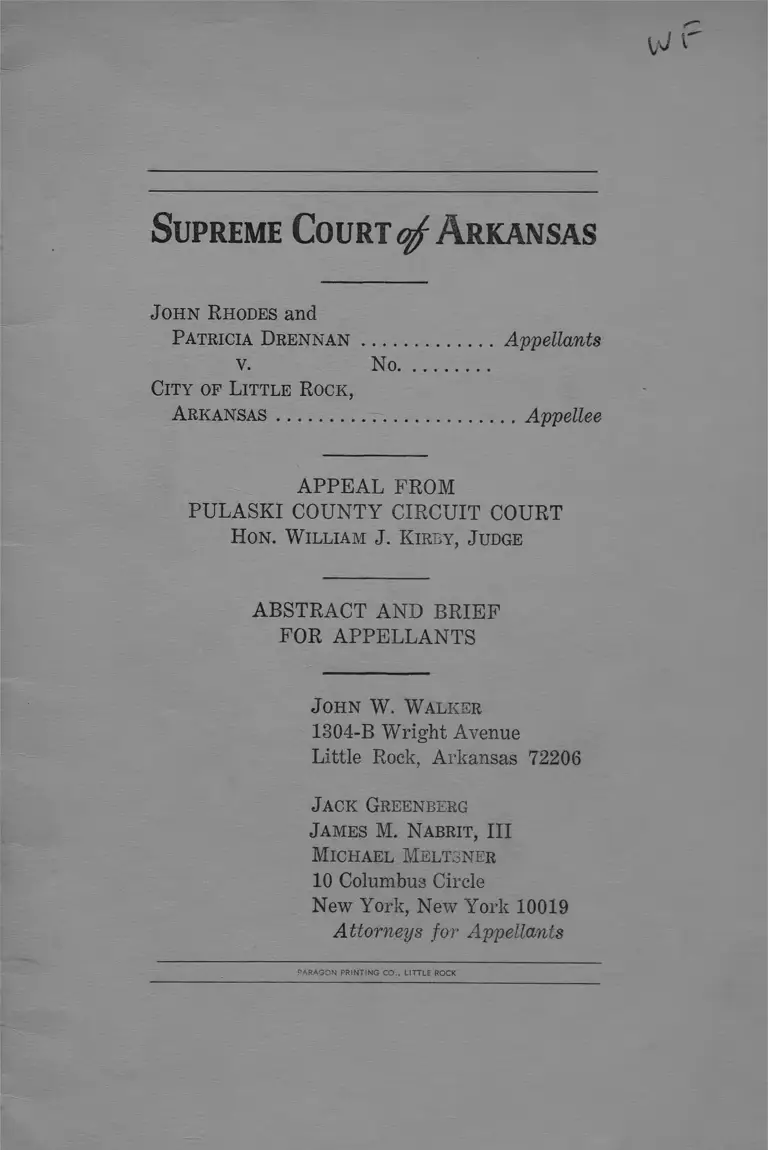 Rhodes v City of Little Rock Arkansas Brief Appellants preview