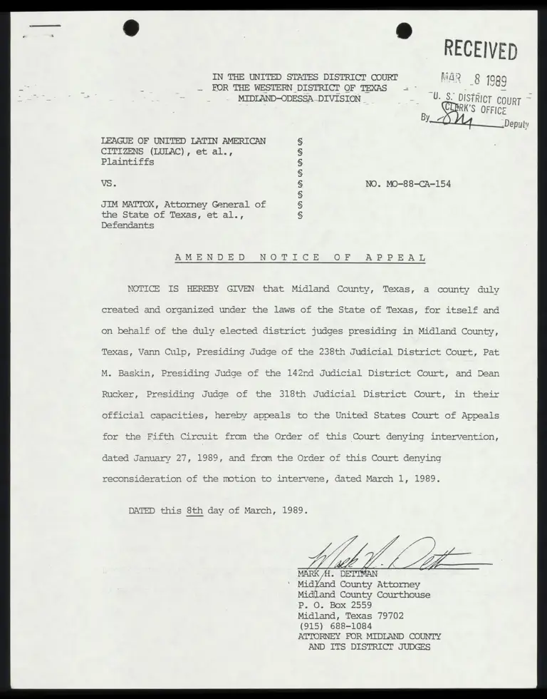 Amended Notice of Appeal preview