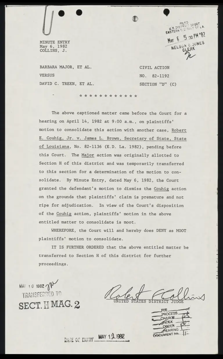 Order -- Denying as Moot Plaintiffs Motion to Consolidate preview