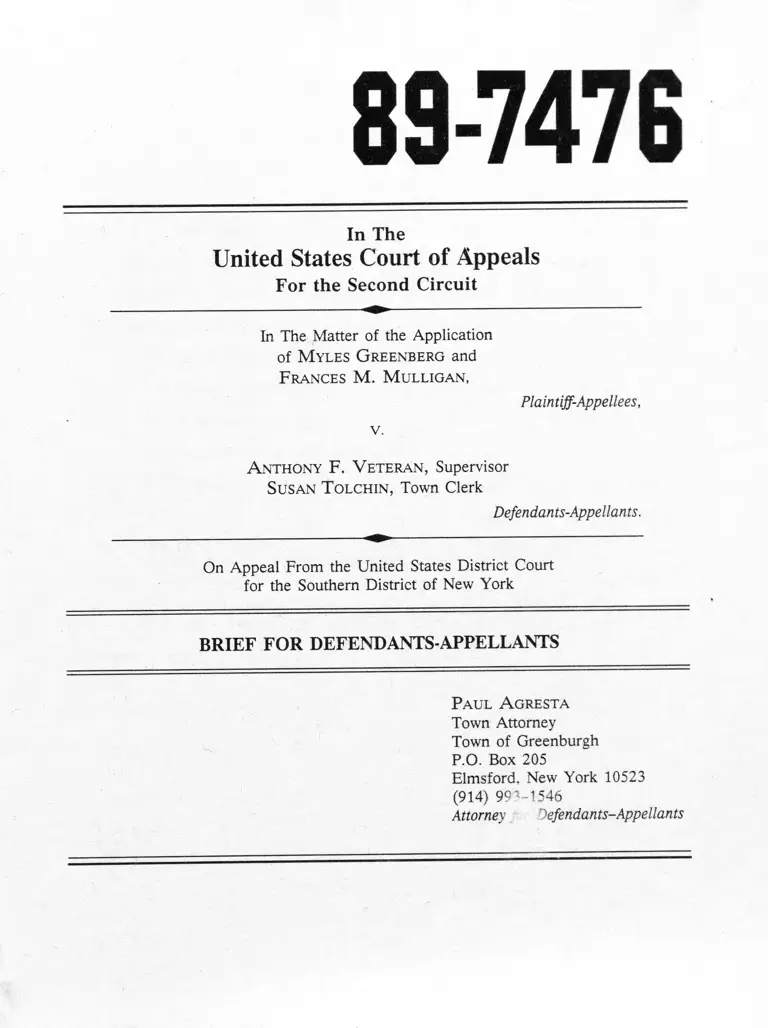 Greenberg v. Veteran Brief for Defendants-Appellants preview