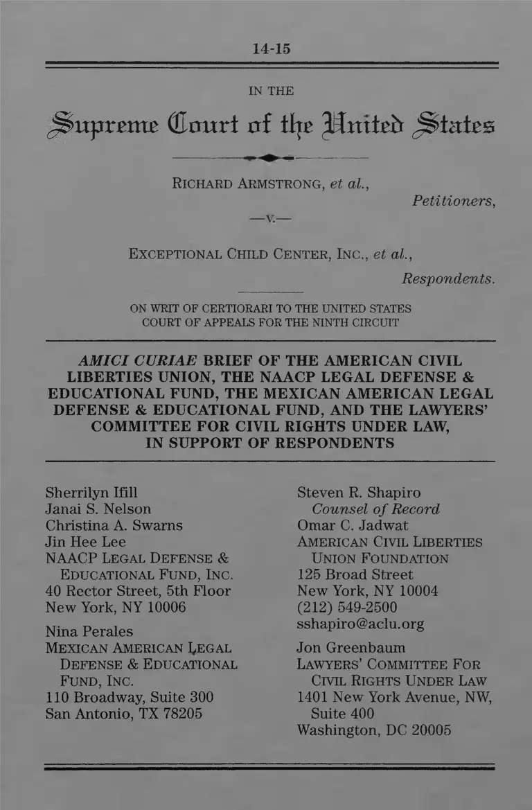 Armstong v. Exceptional Child Center, Inc. Amici Curiae Brief in Support of Respondents preview