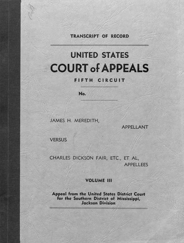 Meredith v. Fair Transcript of Record Vol. III preview
