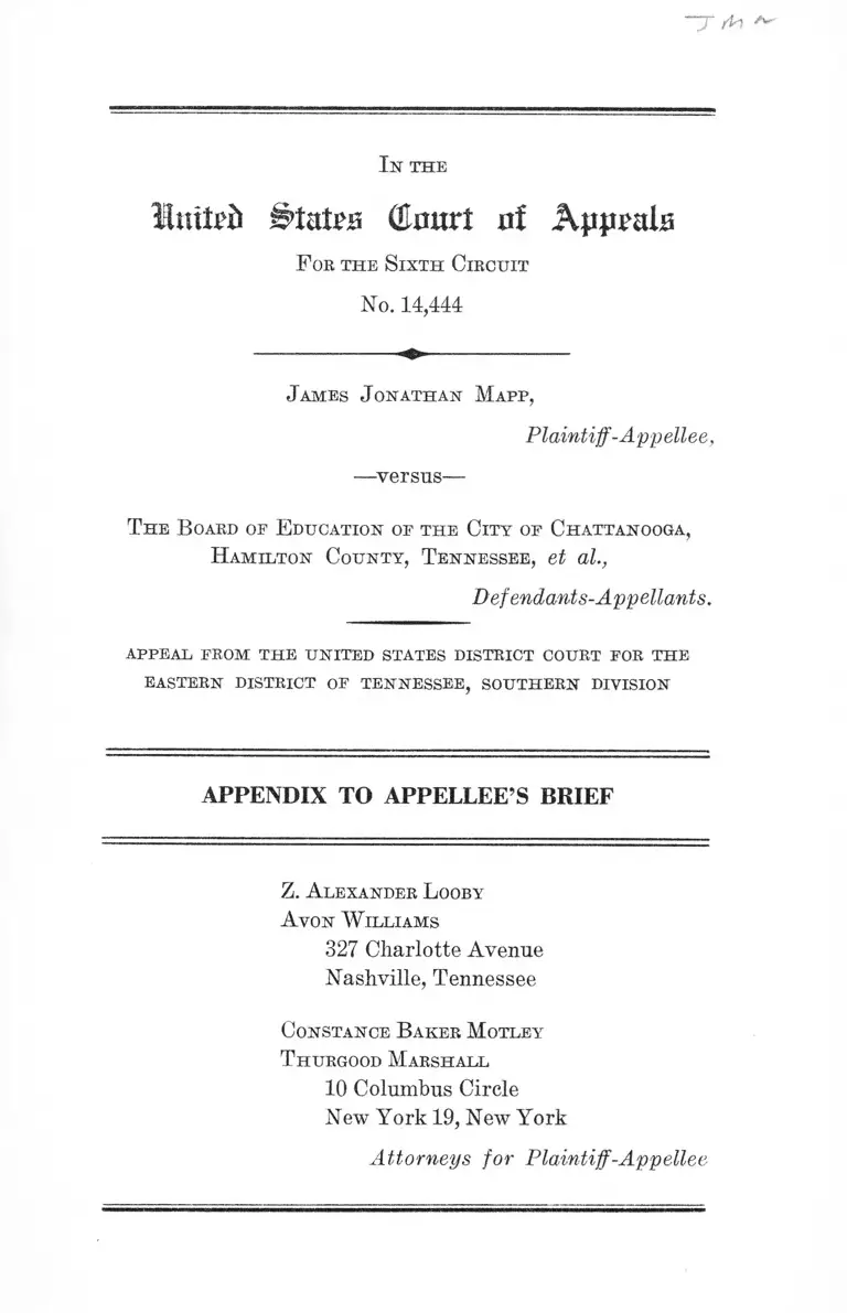 Mapp v. Board of Education of the City of Chattanooga, Tennessee Appendix to Appellee's Brief preview