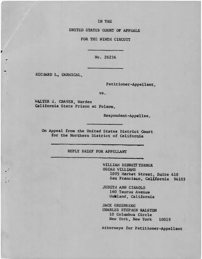 Carmical v. Craven Reply Brief for Appellant preview