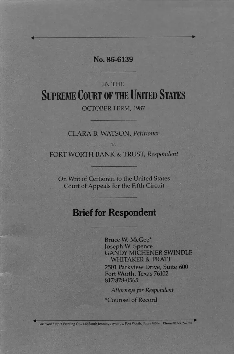 Watson v. Fort Worth Bank and Trust Brief for Respondent preview