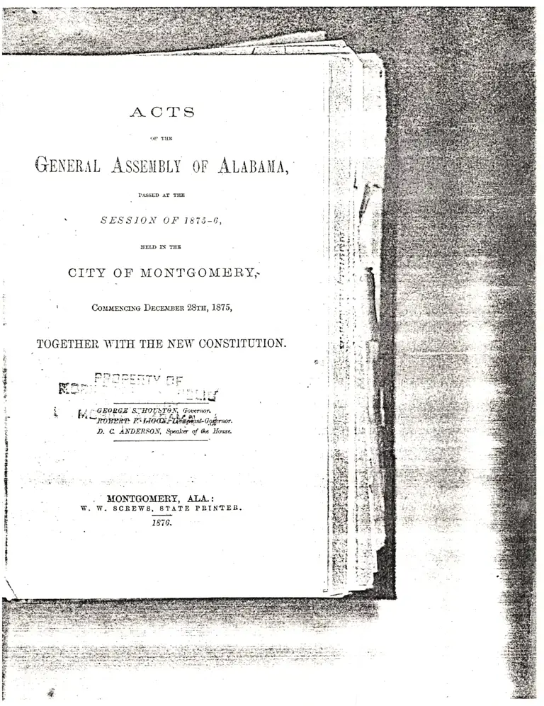 Excerpts from the General Assembly of Alabama Session of 1875-6 preview
