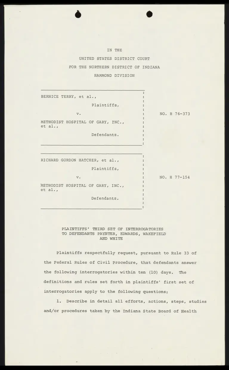 Plaintiffs' Third Set of Interrogatories to Defendants Paynter, Edwards, Wakefield and White preview