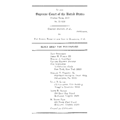 Bradley v. School Board of the City of Richmond Reply Brief for Petitioners preview