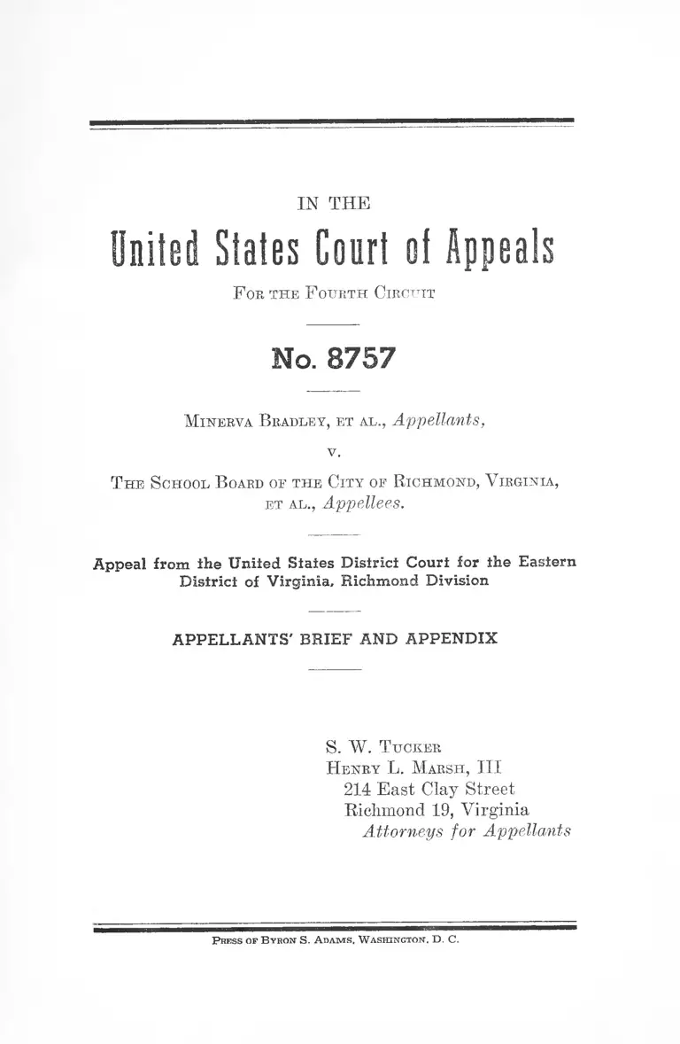 Bradley v. School Board of the City of Richmond Appellants' Brief and Appendix preview