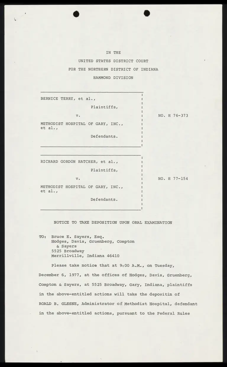 Notices to Take Depositions Upon Oral Examination preview