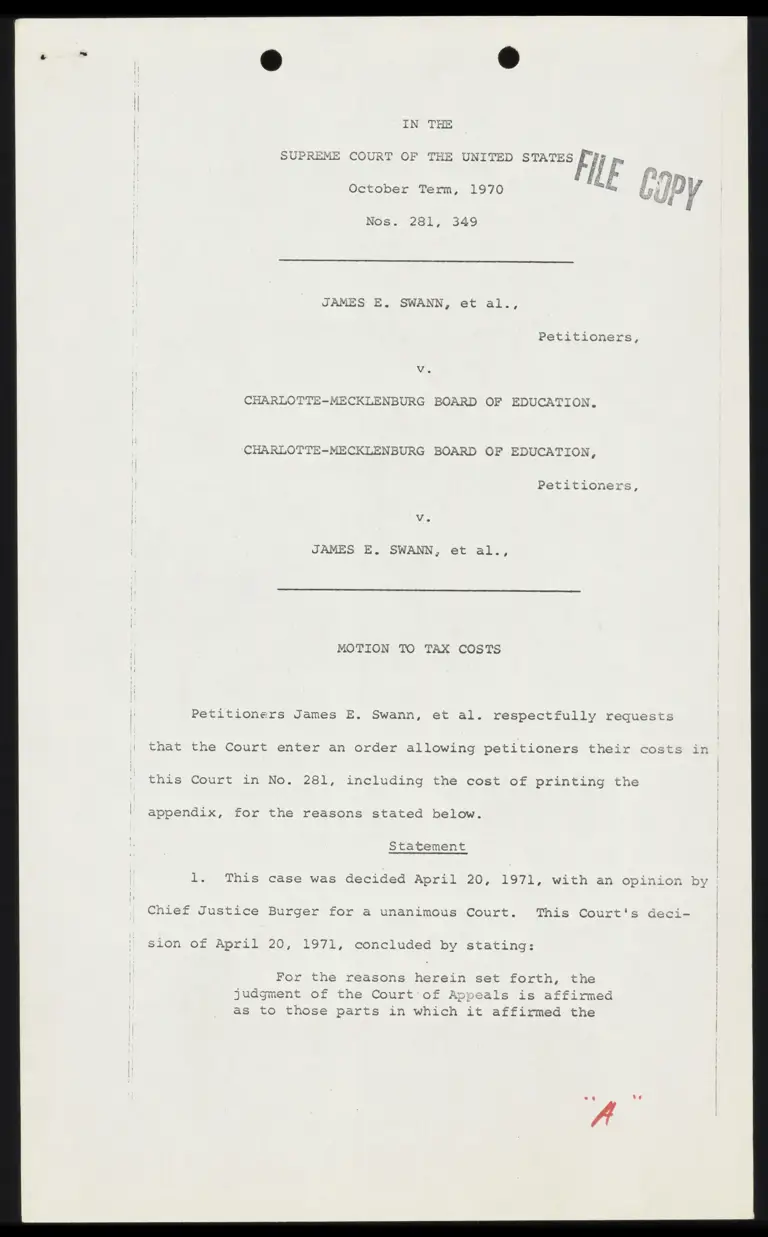 Motion to Tax Costs preview