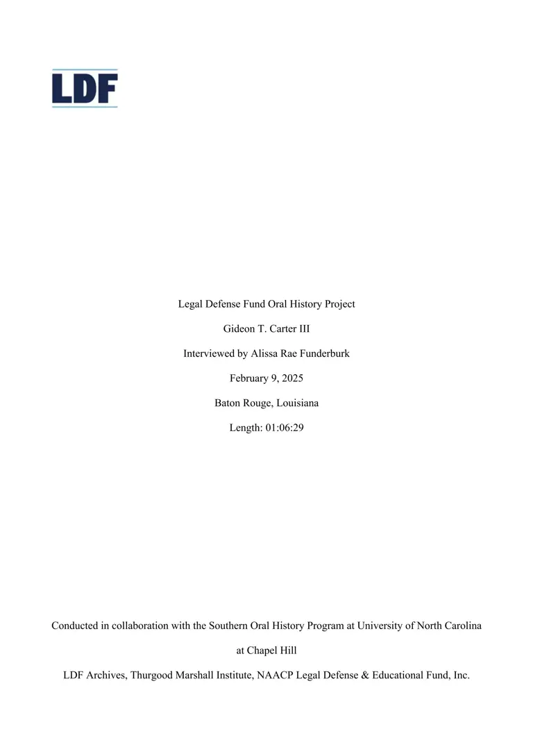 Gideon T. Carter III Interview transcript preview