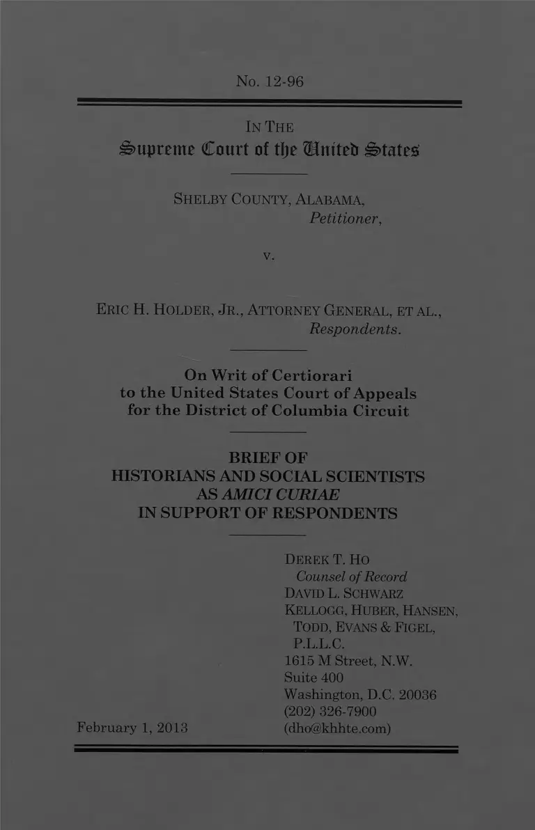 Shelby County v. Holder Brief Amici Curiae preview
