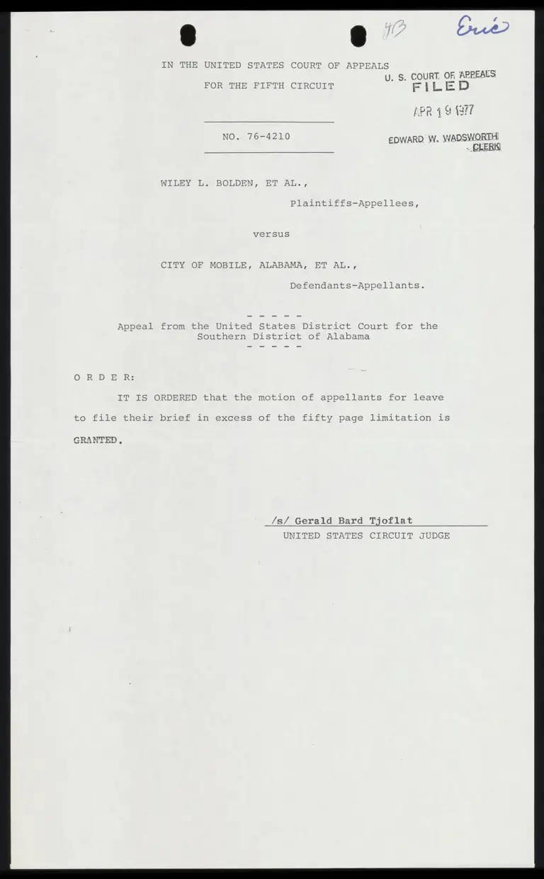 Order: Motion for Leave to File Brief Granted preview