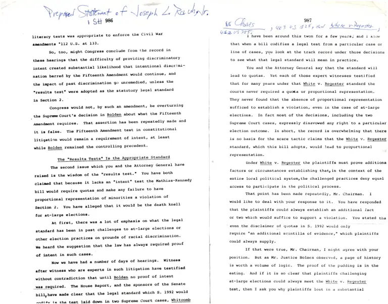 Legal Research on Joseph L. Rauh Testimony 3 preview