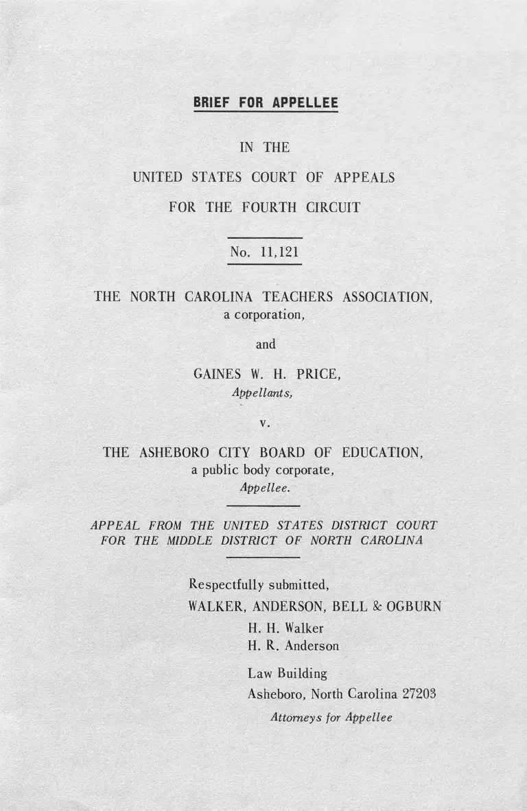 North Carolina Teachers Association v. Asheboro City Board of Education Brief for Appellee preview