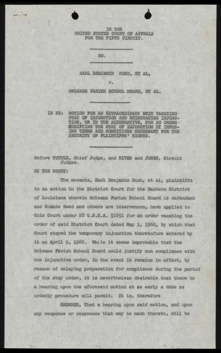 In Re: Motion for an Extraordinary Writ Vacating Stay of Injunction preview