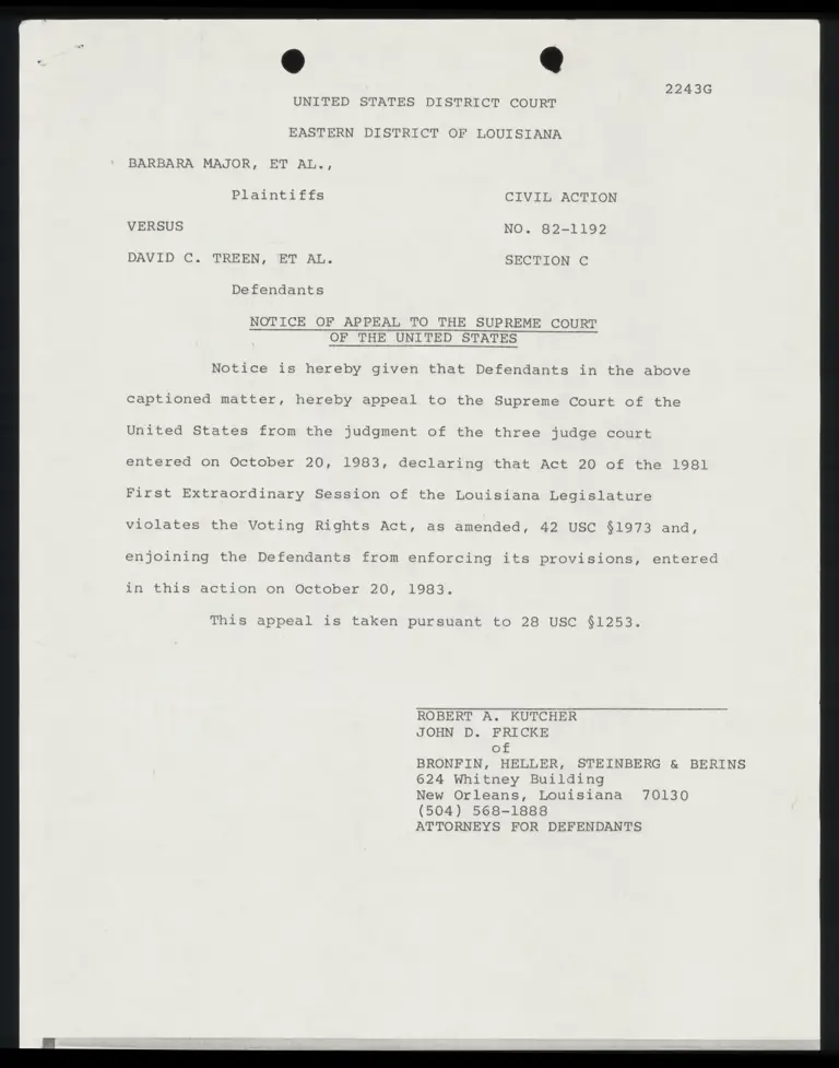 Notice of Appeal to the Supreme Court of the United States preview