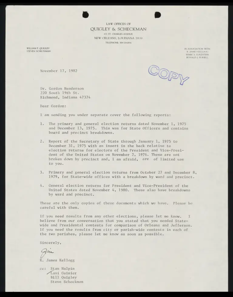 Correspondence from Kellogg to Henderson (Redacted) preview