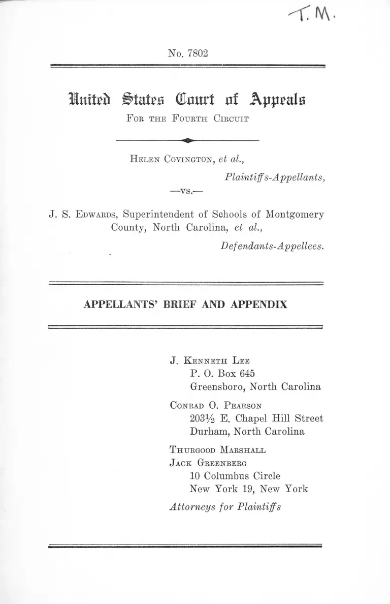 Covington v. Edwards Appellants' Brief and Appendix preview