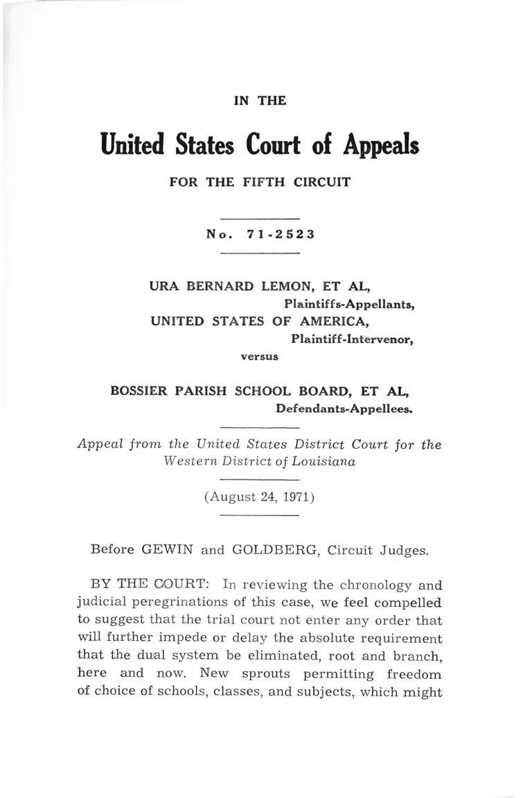 Lemon v. Bossier Parish School Board Opinion preview