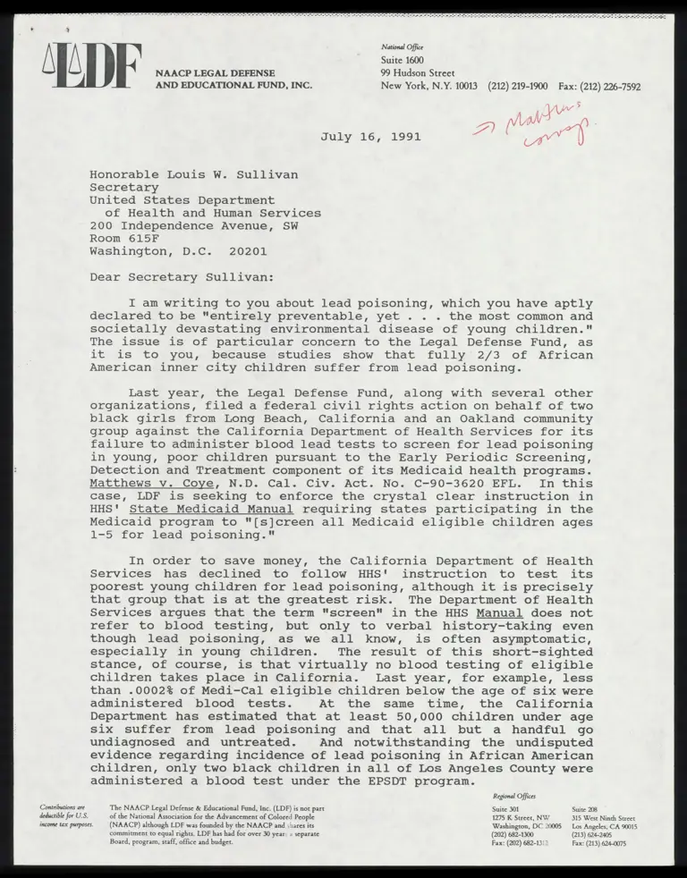 Correspondence from Chambers to Secretary Sullivan preview
