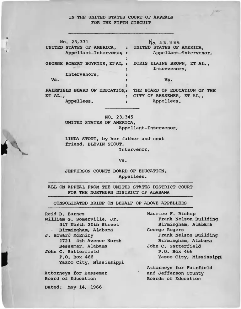 United States v. Jefferson County Board of Education Consolidated Brief on Behalf of Appellees preview