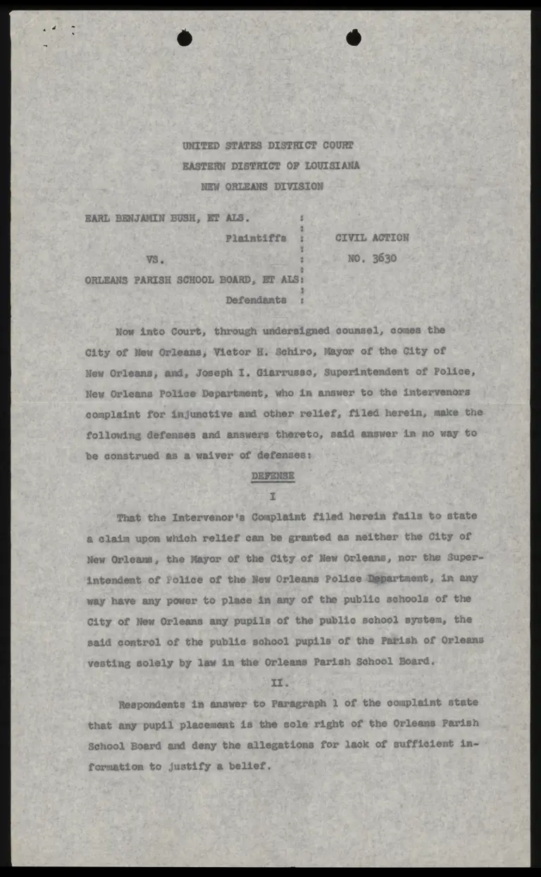 Answer; Memorandum of Authorities in Support of Motion to Dimiss preview