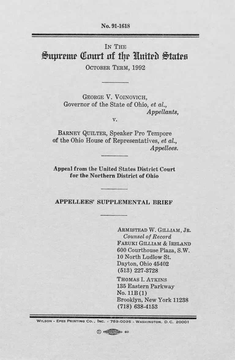 Voinovich v. Quilter Appellees' Supplemental Brief preview