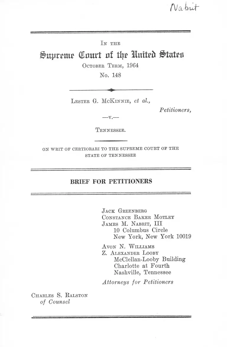 McKinnie v, Tennessee Brief for Petitioner preview