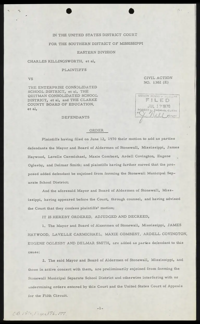 Order Adding Mayor as Defendant preview