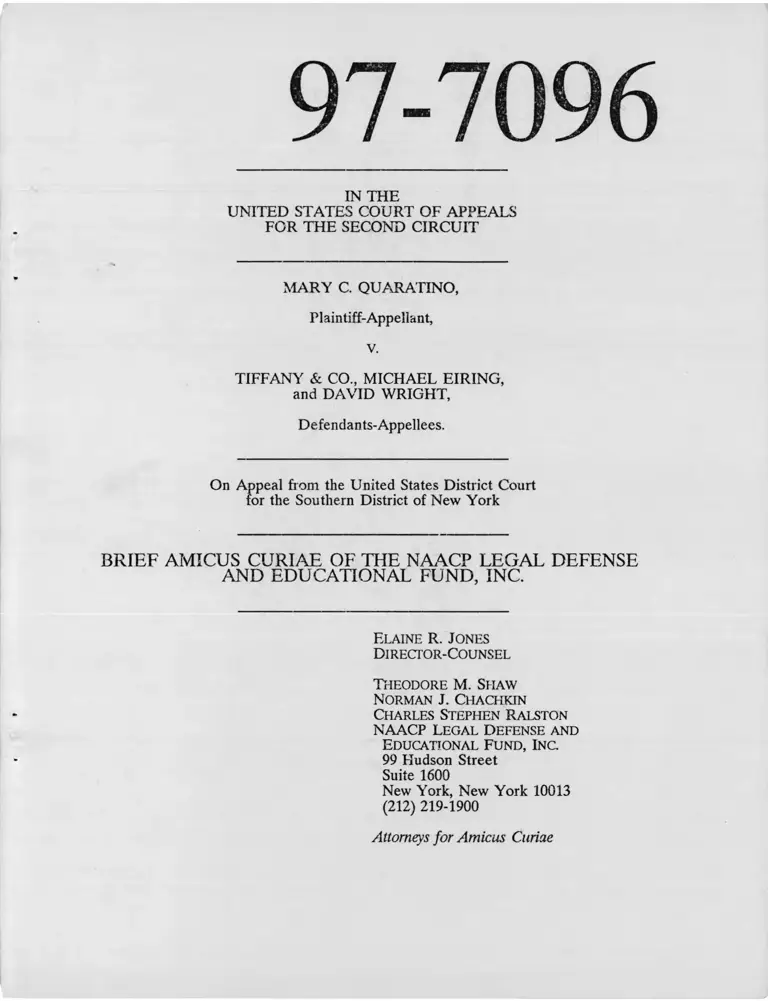 Quaratino v. Tiffany & Co. Brief Amicus Curiae preview
