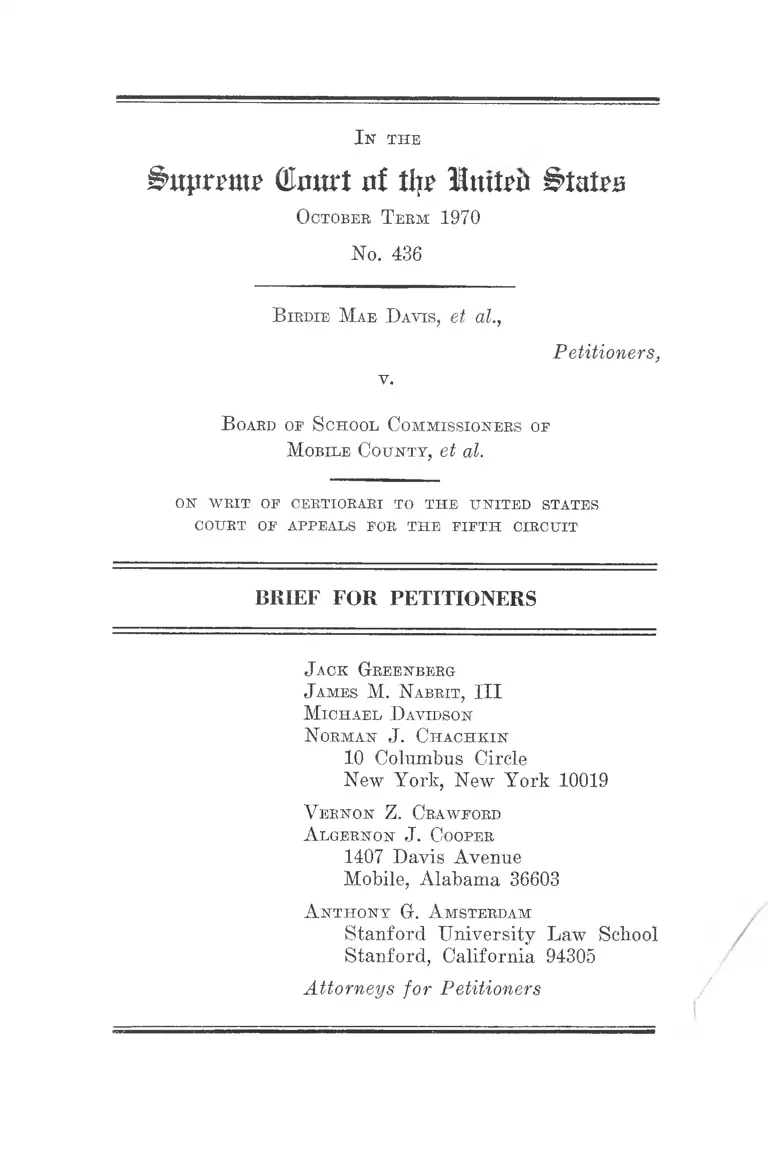 Davis v. Board of School Commissioners of Mobile County Brief for Petitioners preview
