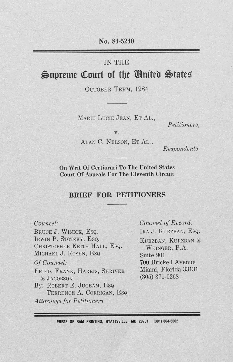 Jean v. Nelson Brief for Petitioners preview
