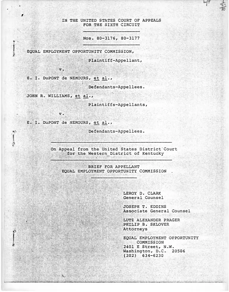 Equal Employment Opportunity Commission v. Nemours Brief for Appellant Equal Employment Opportunity Commission preview